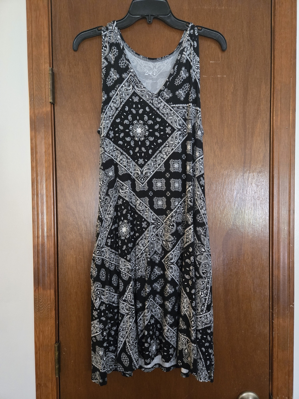 Maurices 24/7 Black White Paisley Bandana Dress M